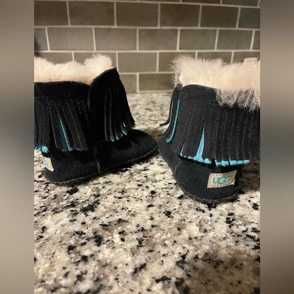 UGG Black and Cream Sheepskin Footwear